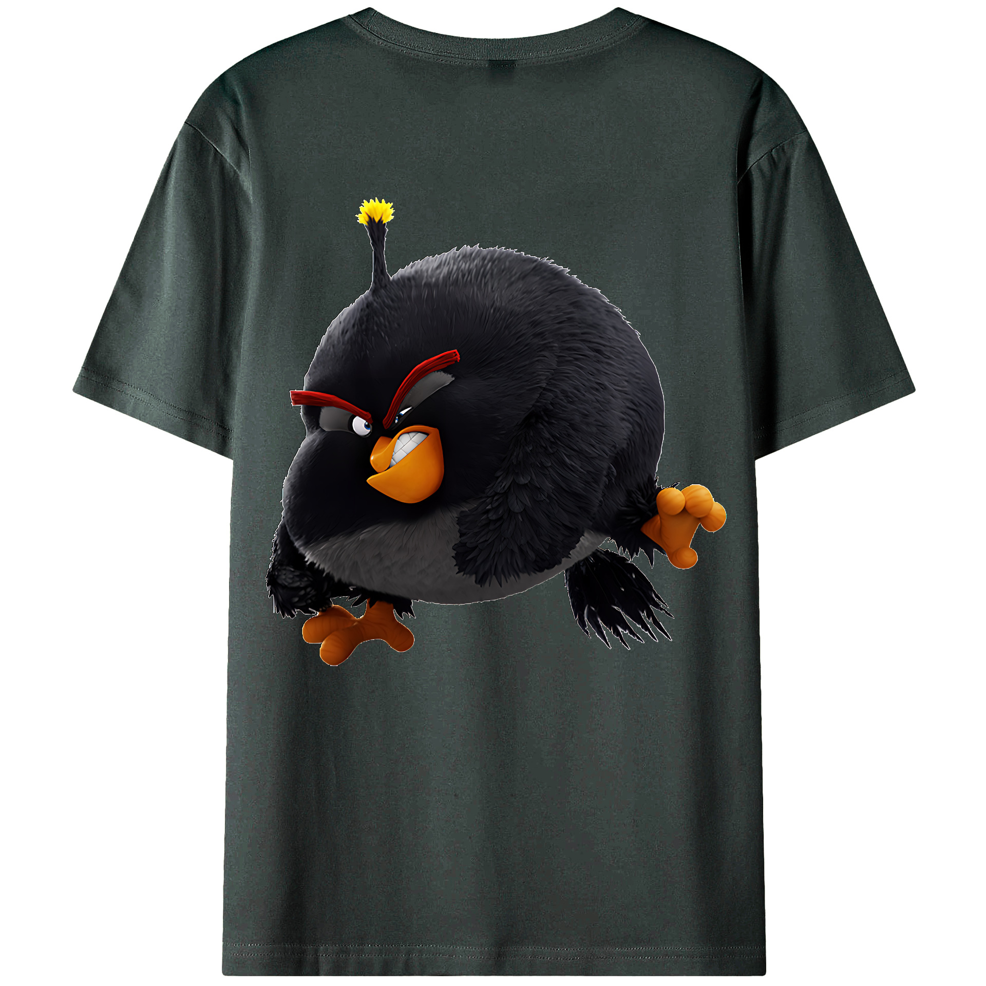 （画像用） Angry Birds アングリーバード 綿100％ メンズ半袖Tシャツ（バックプリント） 通気性